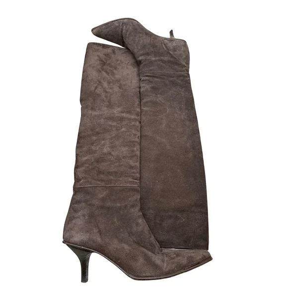 GUCCI Suede Knee High Boots Kitten Heel Pointed Toe Brown Women's Size 7.5 w box - Picture 16 of 16